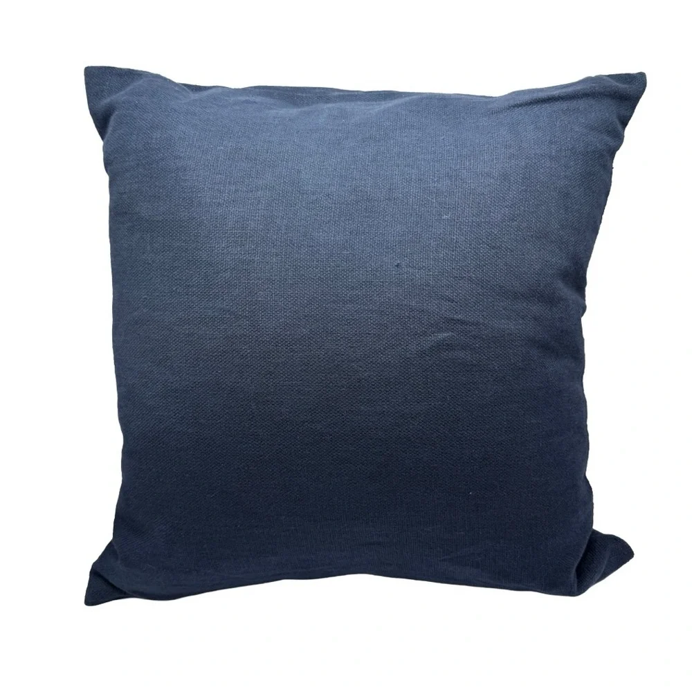 Pottery Barn Coral Reef Blue Textured Linen Large Button Pillow 18”